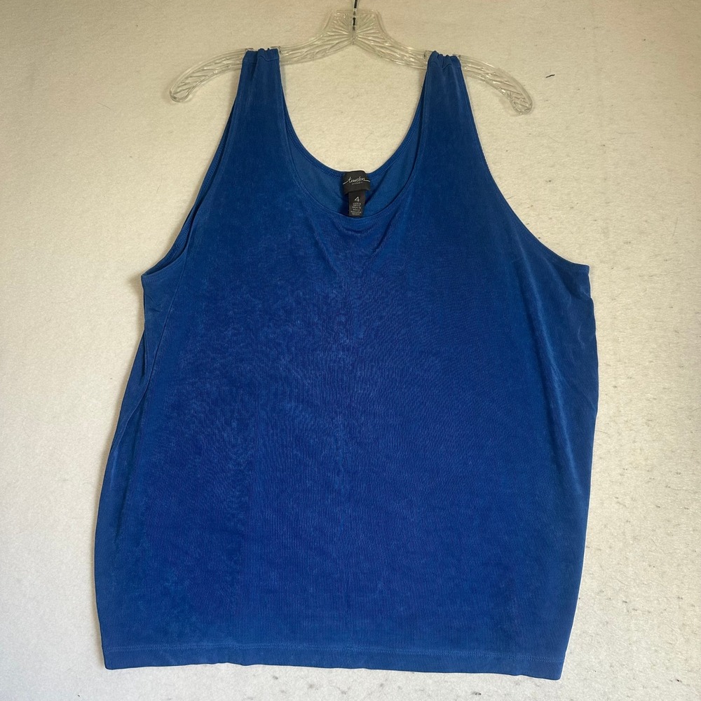 Travelers by Chico's Royal Blue Ribbed Scoop Neck Tank Top Size 4 US 20